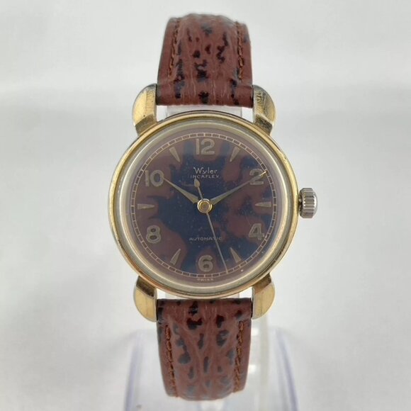 Vintage Wyler 17 Jewel Men's Bumper Automatic Wristwatch w Tropical Dial - Picture 2 of 6